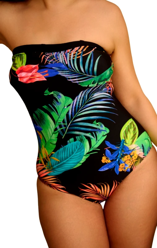 Lingerie Center Plus Size Ολόσωμο Strapless Μαγιό Spetses - Μαύρο - LC6262-Μαύρο-L