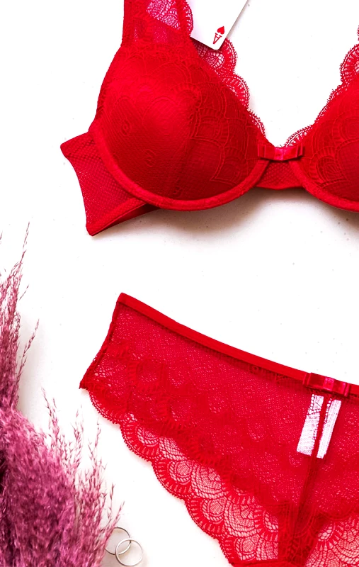 Lingerie Center 1+1 Δαντελένιο Σουτιέν Costel - Λευκό-Μπορντό - LC6705-23-Μπορντό-Λευκό-L