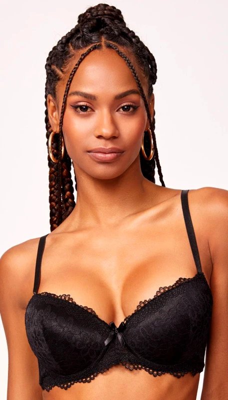 Lingerie Center Σουτιέν Super Push Up Wonder - Μαύρο - LC202-Μαύρο-80B