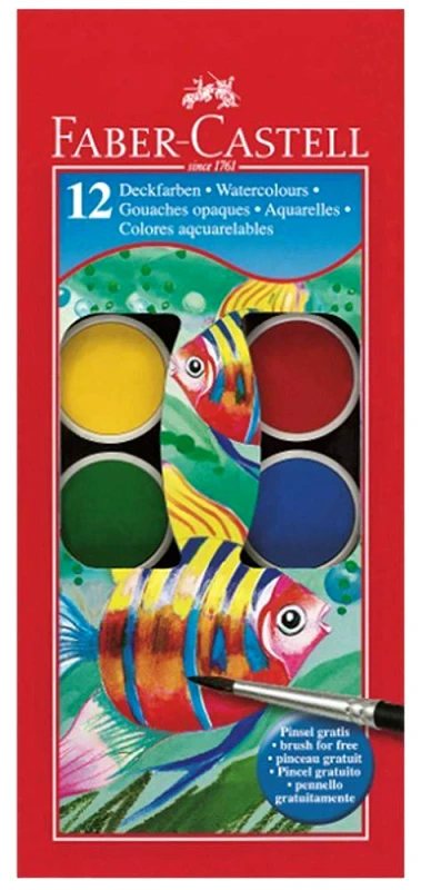 ΝΕΡΟΜΠΟΓΙΕΣ FABER-CASTELL LARGE 12 ΧΡΩΜΑΤΑ LARGE + ΠΙΝΕΛΟ 30MM φωτογραφία
