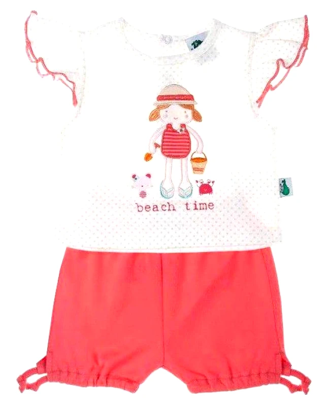 F.S. BABY ΣΕΤ ΣΟΡΤΣ - ΜΠΛΟΥΖΑ F.S. BABY BEACH TIME 11369 ΚΟΡΑΛΛΙ/ΛΕΥΚΟ (68ΕΚ.)-(6-9 ΜΗΝΩΝ)