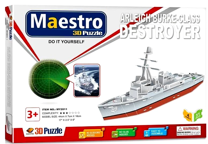 MAESTRO MAESTRO 3D PUZZLE ARLEIGH BURKE DESTROYER 51ΤΜΧ (Π.002.011)