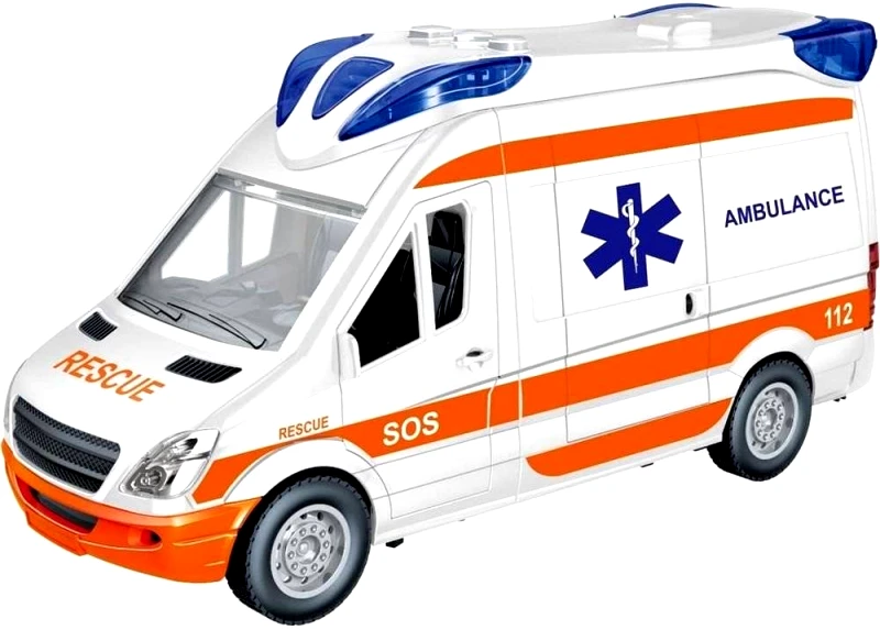 LUNA ΟΧΗΜΑ ΒΑΝ ΑΣΘΕΝΟΦΌΡΟ FRICTION LUNA TOYS 1:16 ΜΕ ΦΩΣ ΚΑΙ ΗΧΟ