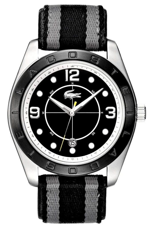 LACOSTE ΑΝΔΡΙΚO ΡΟΛOΙ LACOSTE PANAMA BLACK AND GREY CANVAS STRAP
