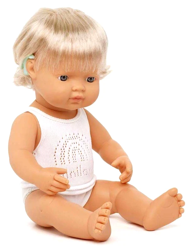 MINILAND DOLLS ΚΟΥΚΛΑ MINILAND CAUCASIAN GIRL HEARING AID 38 CM ΜΕ ΕΣΩΡΟΥΧΑ