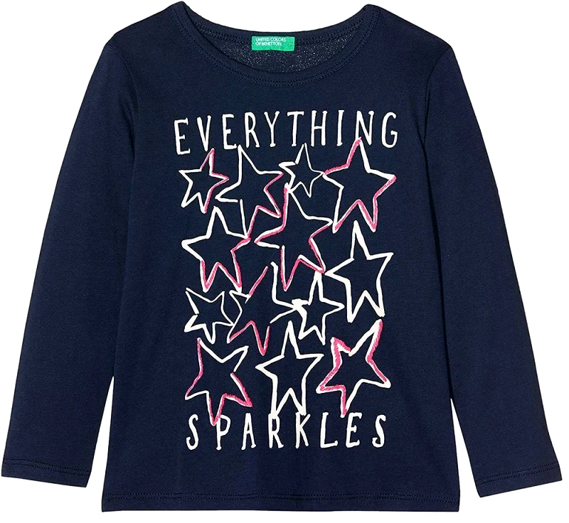 BENETTON ΜΠΛΟΥΖΑ ΜΑΚΡΥΜΑΝΙΚΗ BENETTON 4 STREET GIRL ΣΚΟΥΡΟ ΜΠΛΕ (90 CM)-(2 ΕΤΩΝ)