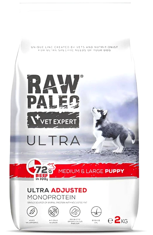RAW PALEO ΤΡΟΦΗ ΣΚΥΛΟΥ RAW PALEO ULTRA PUPPY M - L ΒΟΔΙΝΟ (2KG)