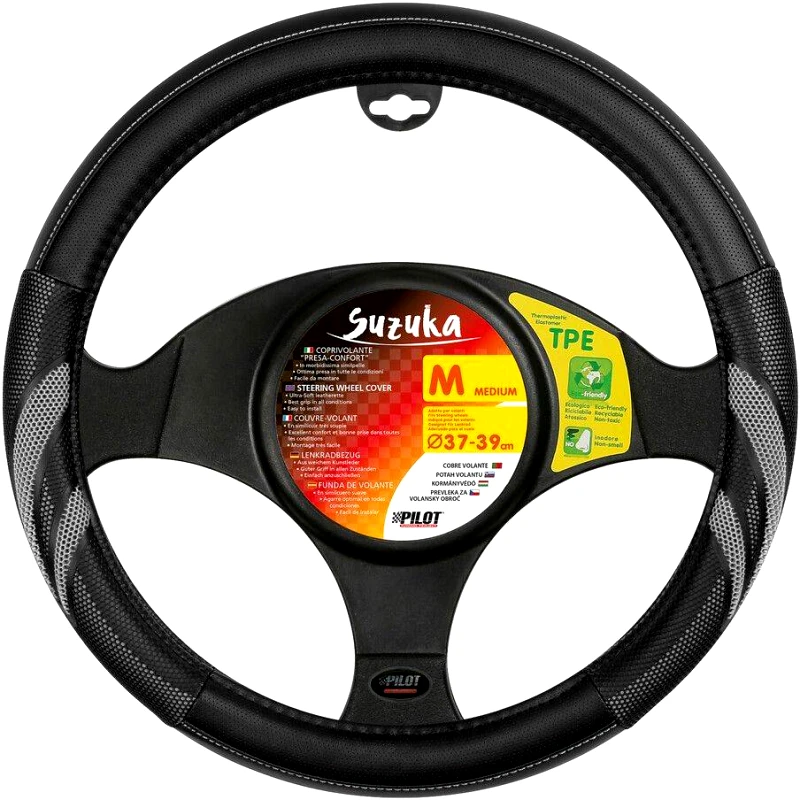 LAMPA ΚΑΛΥΜΜΑ ΤΙΜΟΝΙΟΥ SUZUKA (M) 37/39CM ΔΕΡΜΑΤΙΝΗ ΜΑΥΡO/ΓΚΡΙ ΑΟΣΜΟ ECO-FRIENDLY (L3293.3)