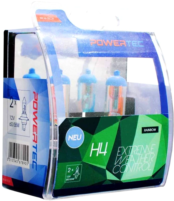 M-TECH H4 ΛΑΜΠΑ 12V 60/55W P43T POWERTEC RAINBOW EXTREME WEATHER CONTROL M-TECH - 2 ΤΕΜ.