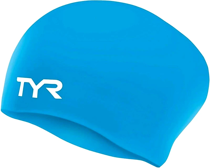 TYR ΣΚΟΥΦΑΚΙ TYR LONG HAIR WRINKLE-FREE SILICONE ADULT SWIM CAP ΜΠΛΕ