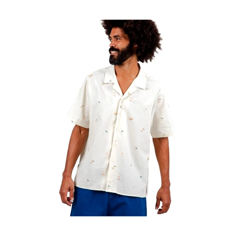 Brava Fabrics Πουκάμισο με κοντά μανίκια Brava Fabrics Beach Please Aloha Shirt - Ecru