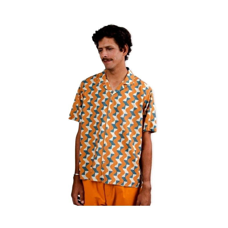 Brava Fabrics Πουκάμισο με κοντά μανίκια Brava Fabrics Big Tiles Aloha Shirt - Ochre