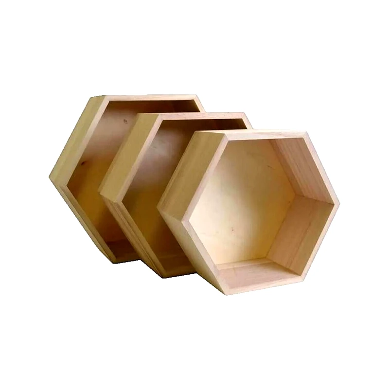 artemio Ράφια τοίχου / εταζέρες artemio Étagères hexagonales en bois - Set de 3 pièces
