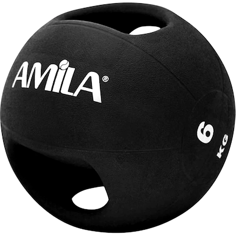 Μπάλα Medicine Amila Κατάλληλη για Ενδυνάμωση 6 kg 26 cm από Λάστιχο - Μαύρο
