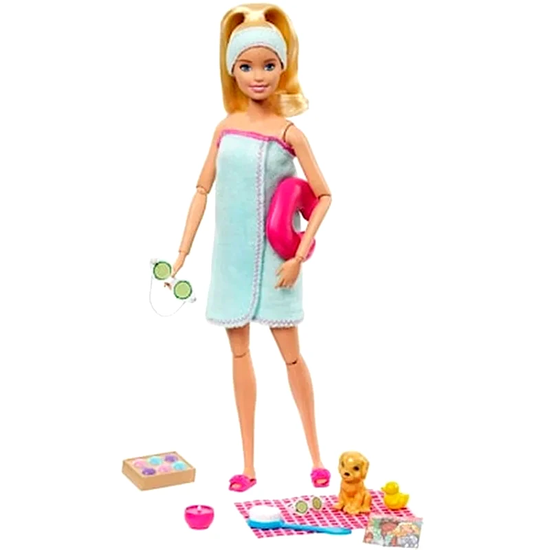 MATTEL Mattel Barbie - Wellness Spa Blonde Doll With Puppy And 9 Accessories (gjg55)