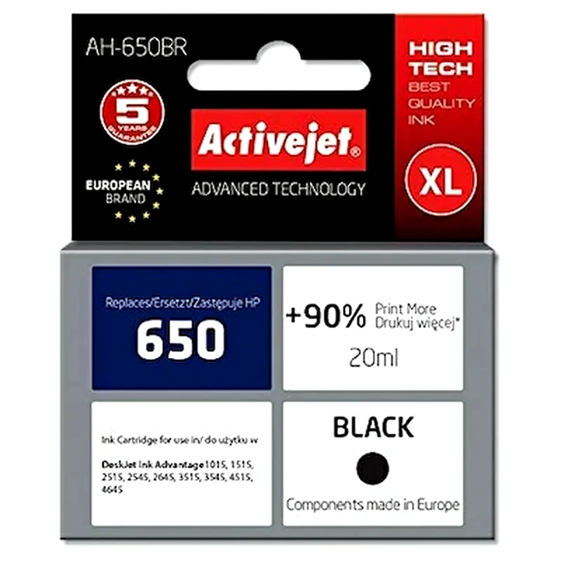 ACTIVEJET Συμβατό HP 650 Πολλαπλό Μελάνι Εκτυπωτή Cz102ae