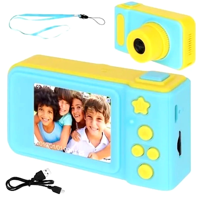 GADGETX Παιδική Φωτογραφική Μηχανή Και Κάμερα Με Οθόνη Lcd Σε Μπλε Χρώμα, 8x4.5x4.5 Cm