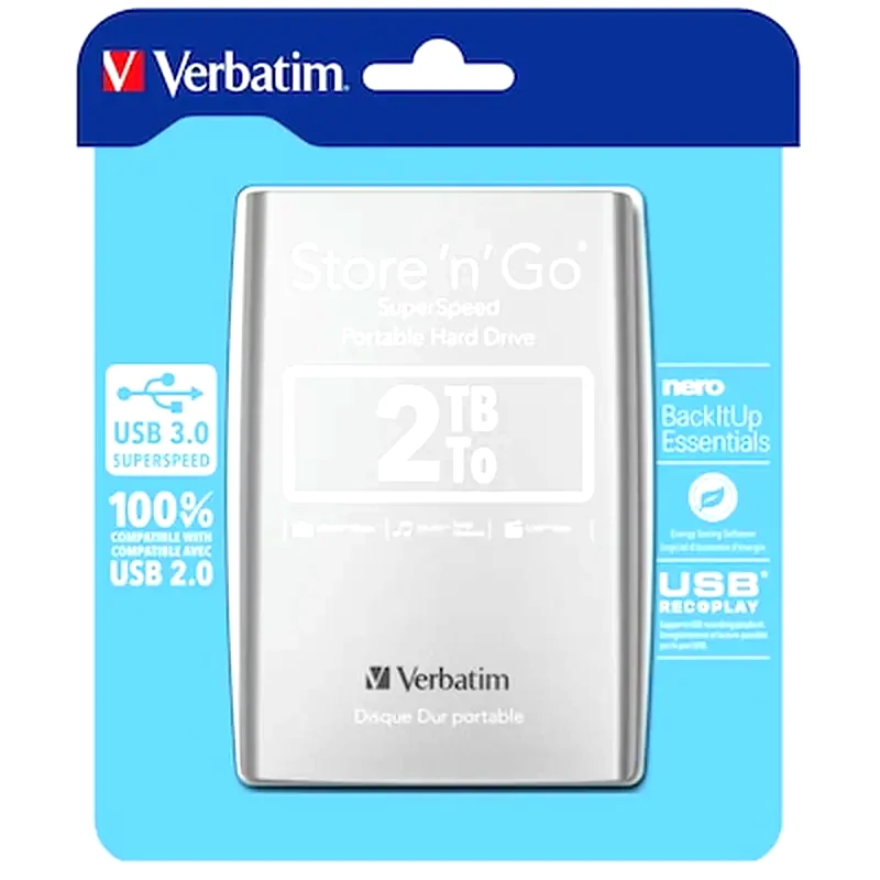 VERBATIM Verbatim Store N Go USB 3.0 HDD 2TB 2.5 - Ασημί