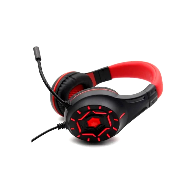 OEM Komc G315 Gaming Ενσύρματα Ακουστικά 3.5mm/USB με LED Φωτισμό - Μαύρα/Κόκκινα