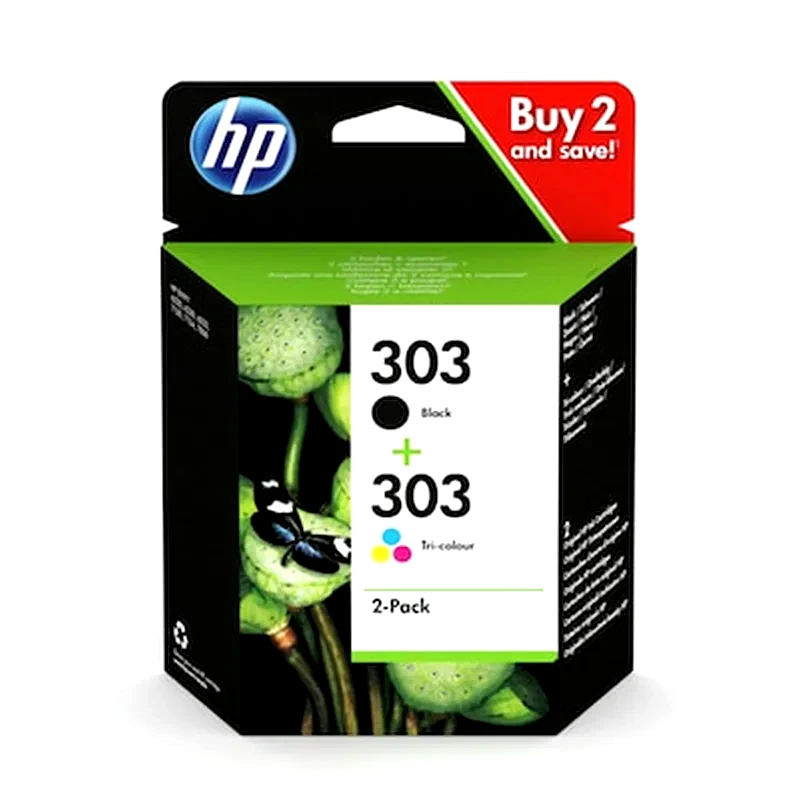 HEWLETT PACKARD HP 303 Πολλαπλό / Μαύρο Πακέτο 2 Μελανιών Εκτυπωτή 3ym92ae