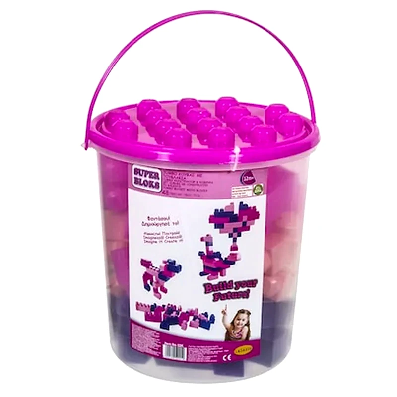 TOYMARKT Κουβας Με 48 Μεγαλα Τουβλακια Για Κοριτσι Διαμετρος 25cm X Υψος 26cm Toymarkt 95387