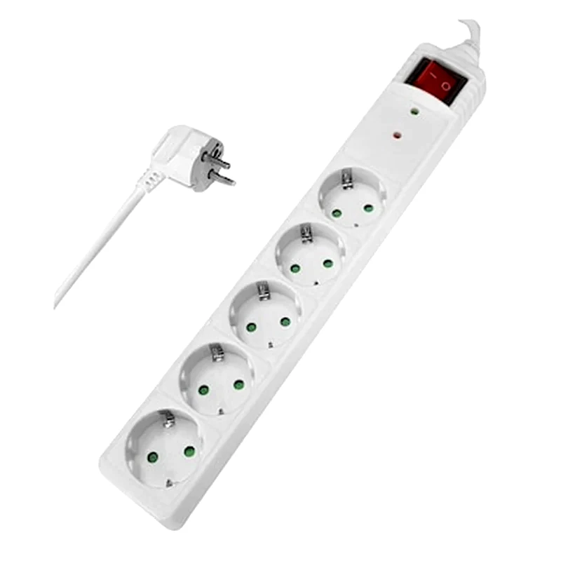 POWERTECH Πολύπριζο Ασφαλείας Powertech Pt-880 5 Θέσεων 1.5m - Λευκό