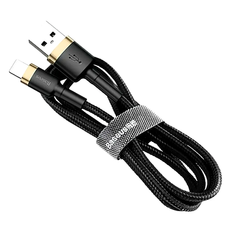 BASEUS Καλώδιο δεδομένων Baseus Cafule Durable Nylon Braided Usb to Lightning 2m - Black/Gold