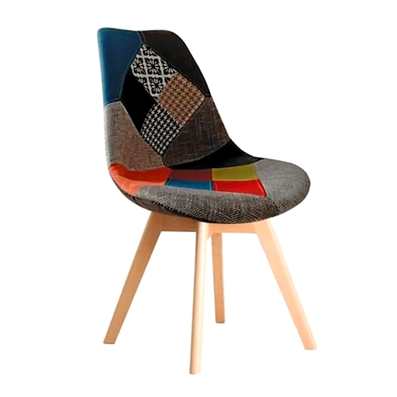WOODWELL Καρέκλα Woodwell Pp/Ύφασμα Patchwork Με Ξύλινα Πόδια Σετ 4 Τμχ -