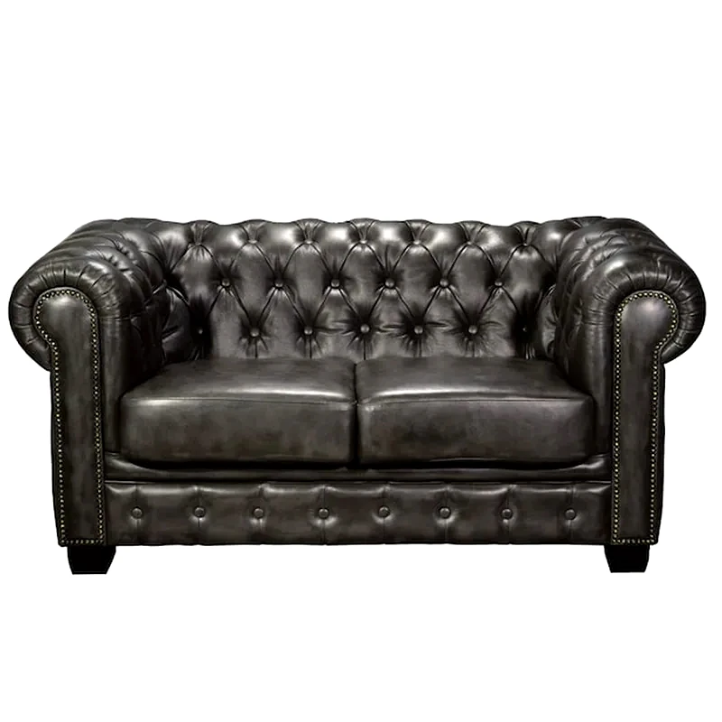 WOODWELL Διθέσιος Καναπές Woodwell Chesterfield Ε9574.22 160x92cm - Σκούρο Γκρι