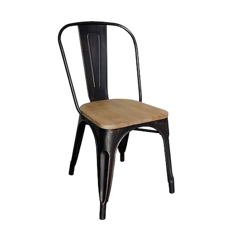 WOODWELL Καρεκλα Μεταλλικη Αντικε Μαυρη - Natural Oak Πλάτος:45cm X Βάθος:51cm X Ύψος:85cm