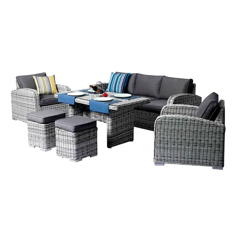 WOODWELL Σετ Επίπλων Εξωτερικού Χώρου Woodwell από Wicker 6 Τμχ - Γκρι