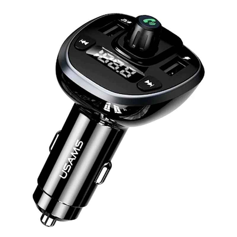 USAMS Fm Transmitter Usams Με Οθόνη Us-cc115, 2x Usb, Sd Card, 3.4a, Μαύρο