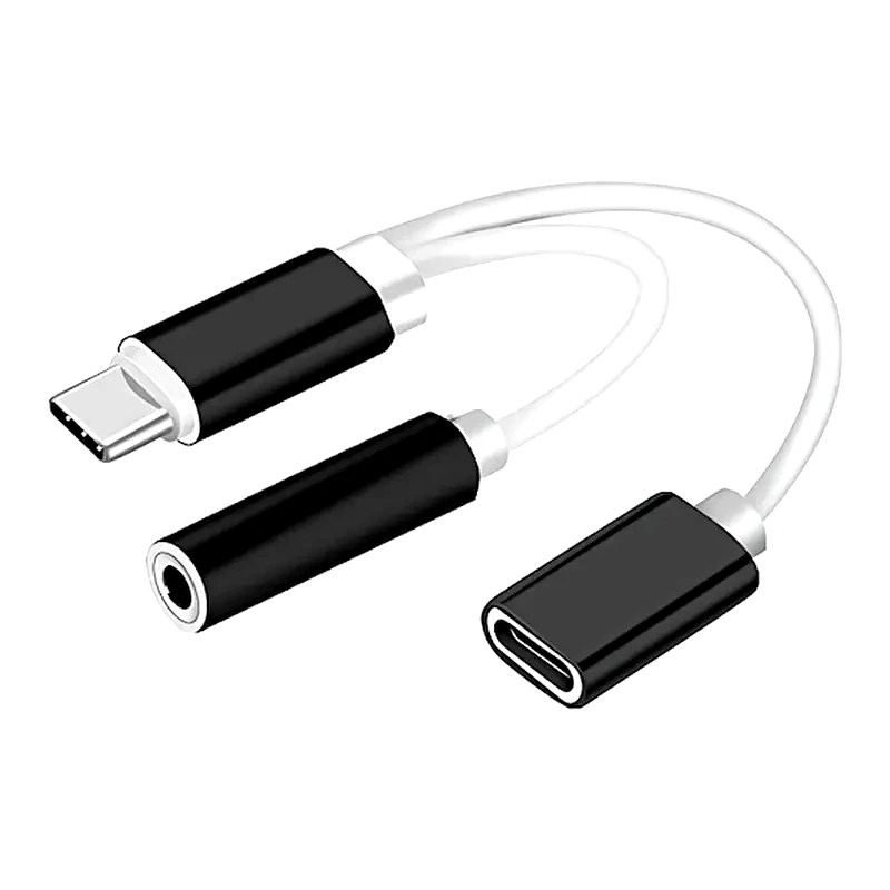 POWERTECH Αντάπτορας Powertech USB-C Male σε USB-C / 3.5mm Female Λευκό