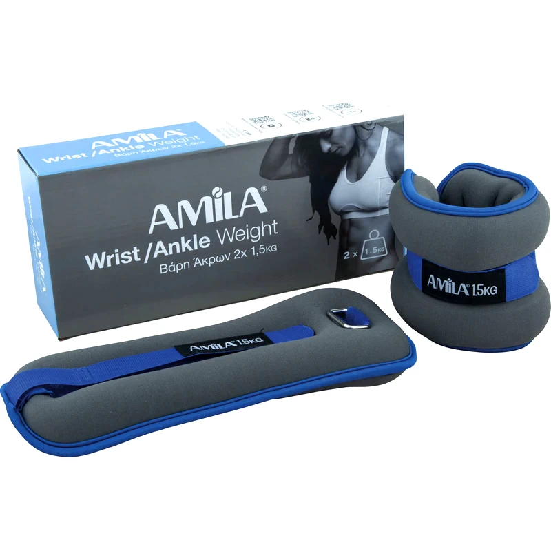 AMILA Βαράκια Άκρων 2 x 1.5kg Σταθερού Βάρους Amila 94953 από Νεοπρένιο - Γκρι/Μπλε