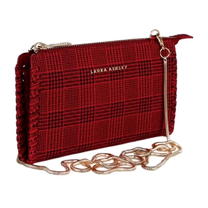 LAURA ASHLEY Γυναικείο Πλεκτό Τσαντάκι Ώμου Με Αλυσίδα Χρώματος Κόκκινο Laura Ashley 651las1595