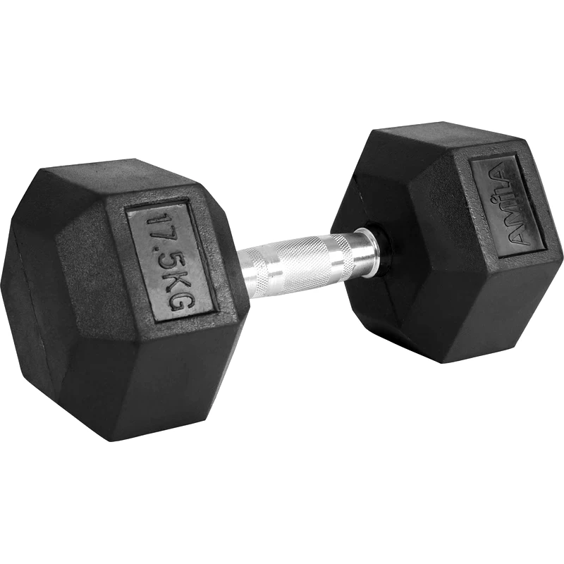 AMILA Βαράκι Εξάγωνο 17.5kg Amila Rubber Cover Class A 84542 από Χυτοσίδηρο - Μαύρο