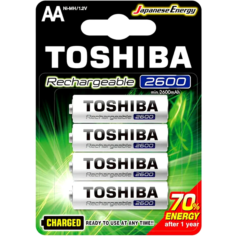 TOSHIBA Επαναφορτιζόμενες Μπαταρίες Toshiba AA NiMH 2600mAh 1.2 V 4 τεμάχια