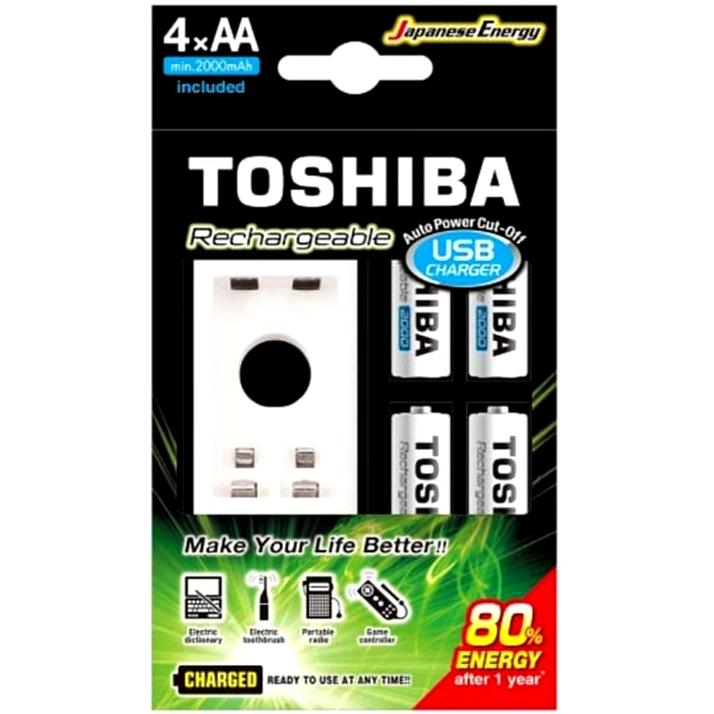 TOSHIBA Επαναφορτιζόμενες Μπαταρίες Toshiba AA NiMH 2000mAh 1.2 V 4 τεμάχια