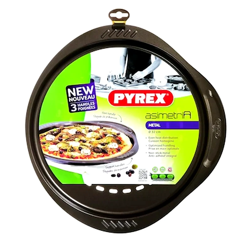 PYREX Στρογγυλό Ταψί PYREX ASIMETRIA με Αντικολλητική Επίστρωση από Χάλυβα 32 cm Μαύρο
