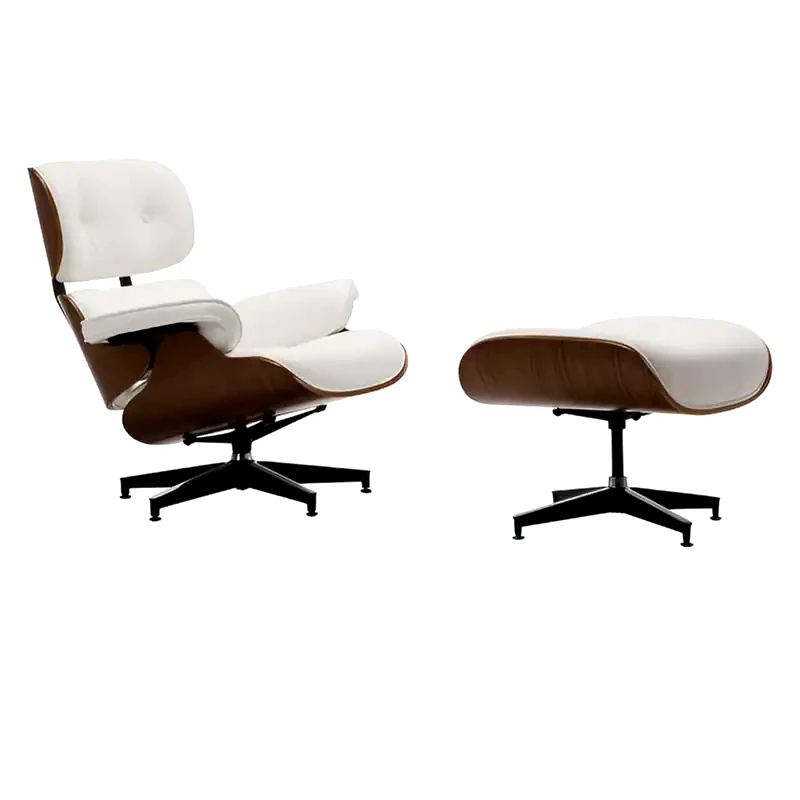 WOODWELL Πολυθρόνα Relax Woodwell C34827 με Σκαμπό από Συνθετικό Δέρμα - Λευκή