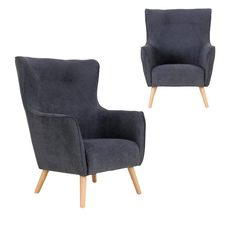 WOODWELL Πολυθρόνα Woodwell Dalia C41762 από Ύφασμα - Γκρι