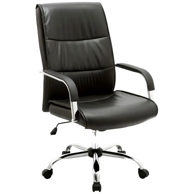 WOODWELL Καρέκλα Διευθυντική Woodwell C20258 από Τεχνητό Δέρμα - Μαύρη