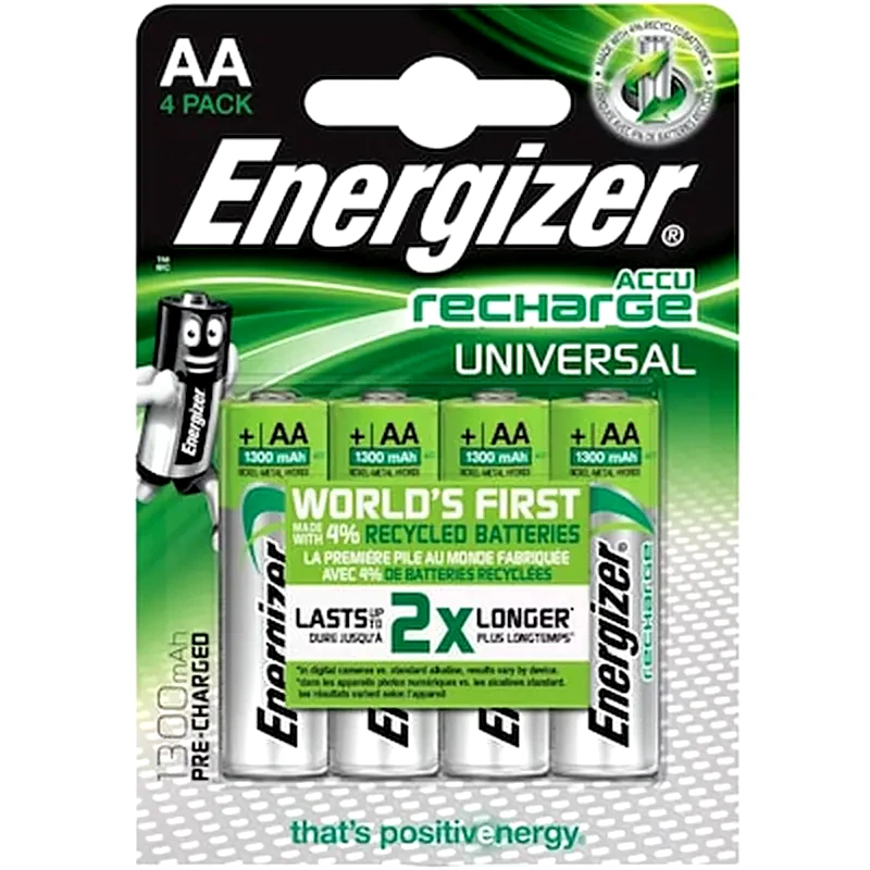 ENERGIZER Επαναφορτιζόμενες Μπαταρίες Energizer AA NiMH 1300mAh 1.2 V 4 τεμάχια