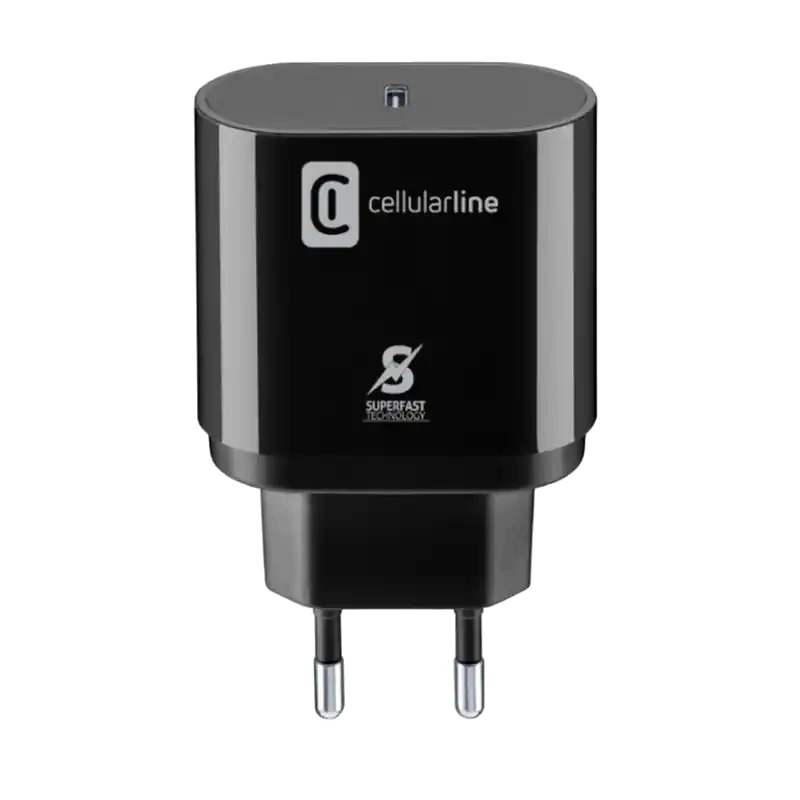 Φορτιστής Πρίζας Cellular Line Usb-C 25W - Black