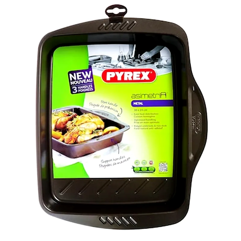 PYREX Ορθογώνιο Ταψί PYREX ASIMETRIA από Αλουμίνιο με Αντικολλητική Επίστρωση 30 x 24 cm Μαύρο