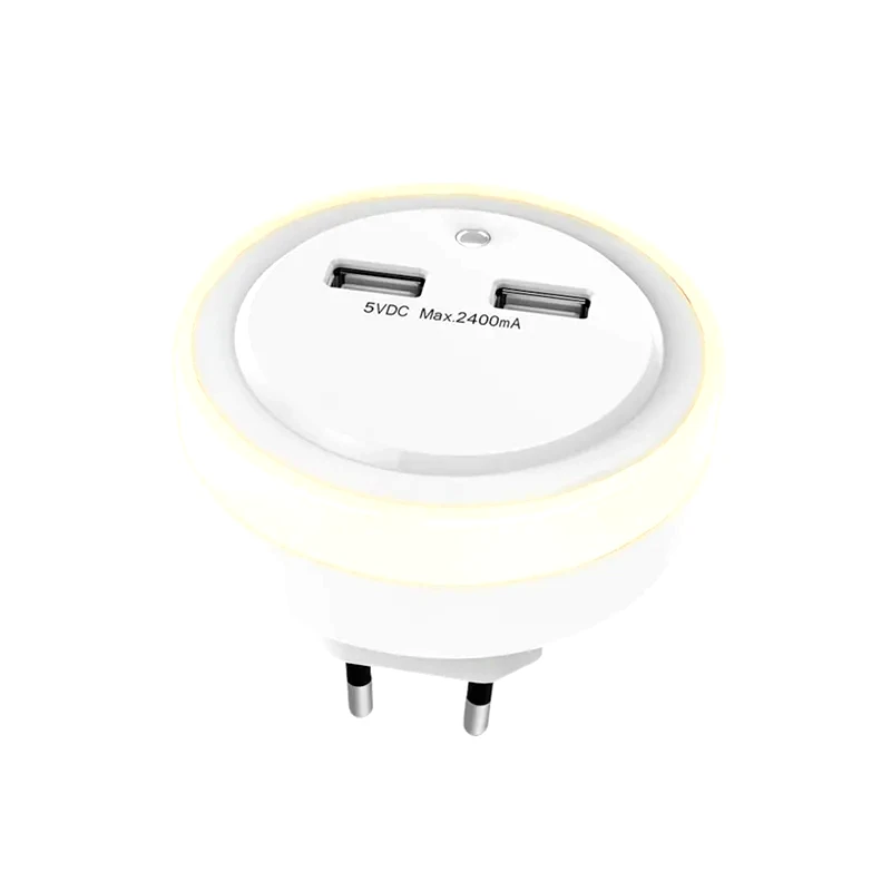 SONORA Φωτάκι Νυκτός LED Sonora με 2 θύρες φόρτισης USB - Λευκό
