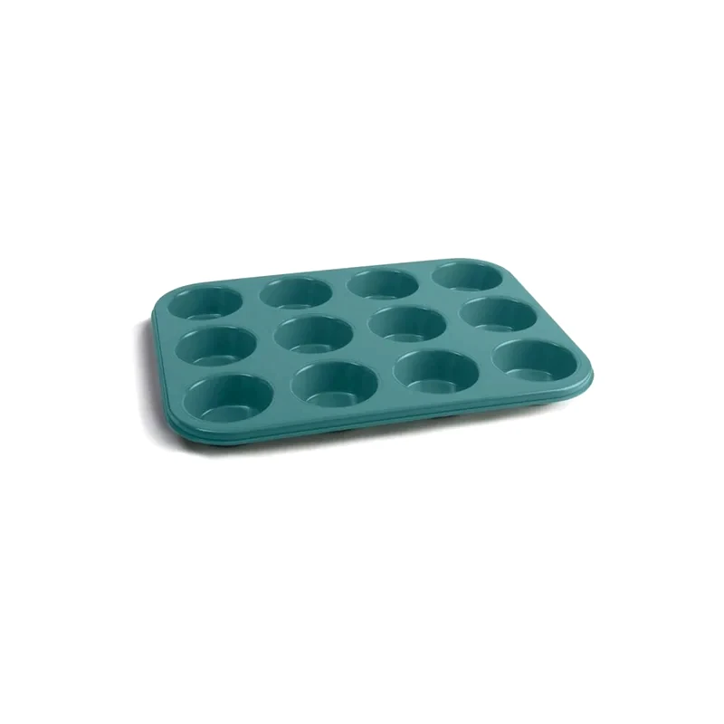 JAMIE OLIVER Φόρμα Ζαχαροπλαστικής Jamie Oliver Αλουμινίου 12 Muffin Cupcakes 35x27x3 cm - Πράσινο