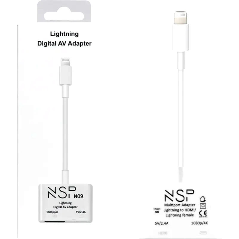 NSP Αντάπτορας NSP N09 Lightning male σε HDMI female Λευκό