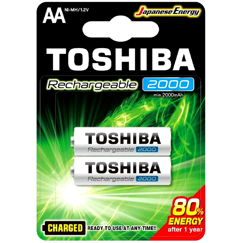 TOSHIBA Επαναφορτιζόμενες Μπαταρίες Toshiba AA NiMH 2000mAh 1.2 V 2 τεμάχια
