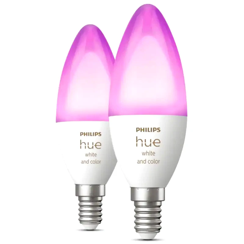 PHILIPS Έξυπνες Λάμπες LED Philips για Ντουί E14 2 Τμχ - Λευκό Πολύχρωμο